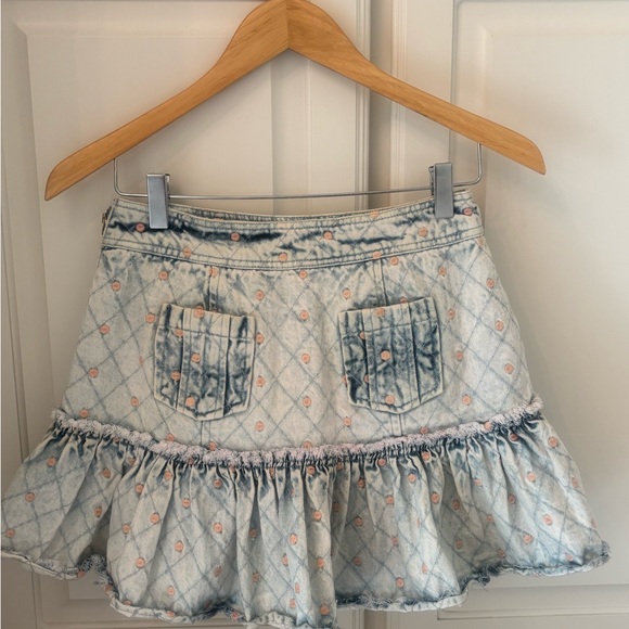 LoveShackFancy Light Blue Mini Skirt - Picture 7 of 9